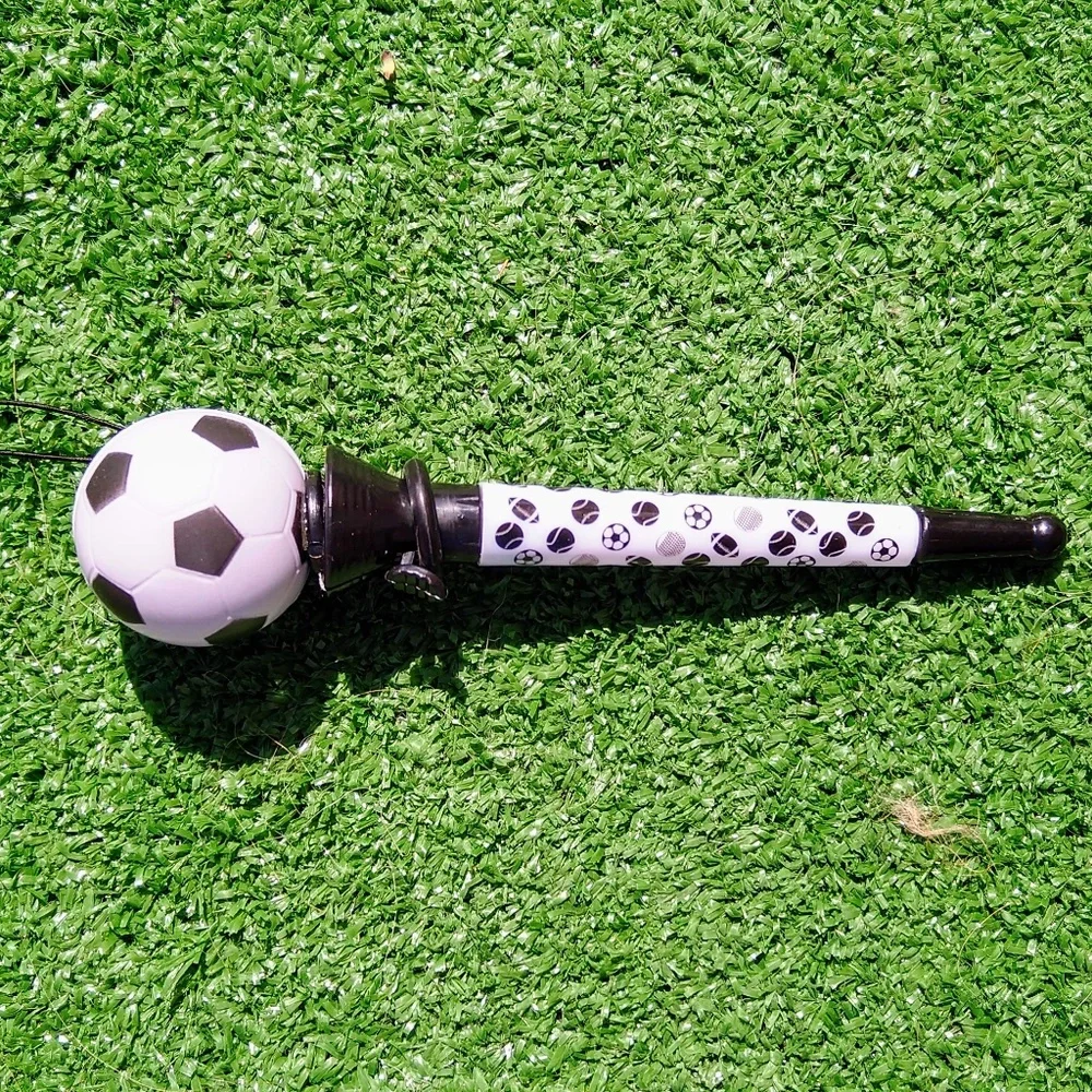 7in Pop Top Soccer Design Squeeze Ball Sports Ballpoint Black Ink Pen NIP